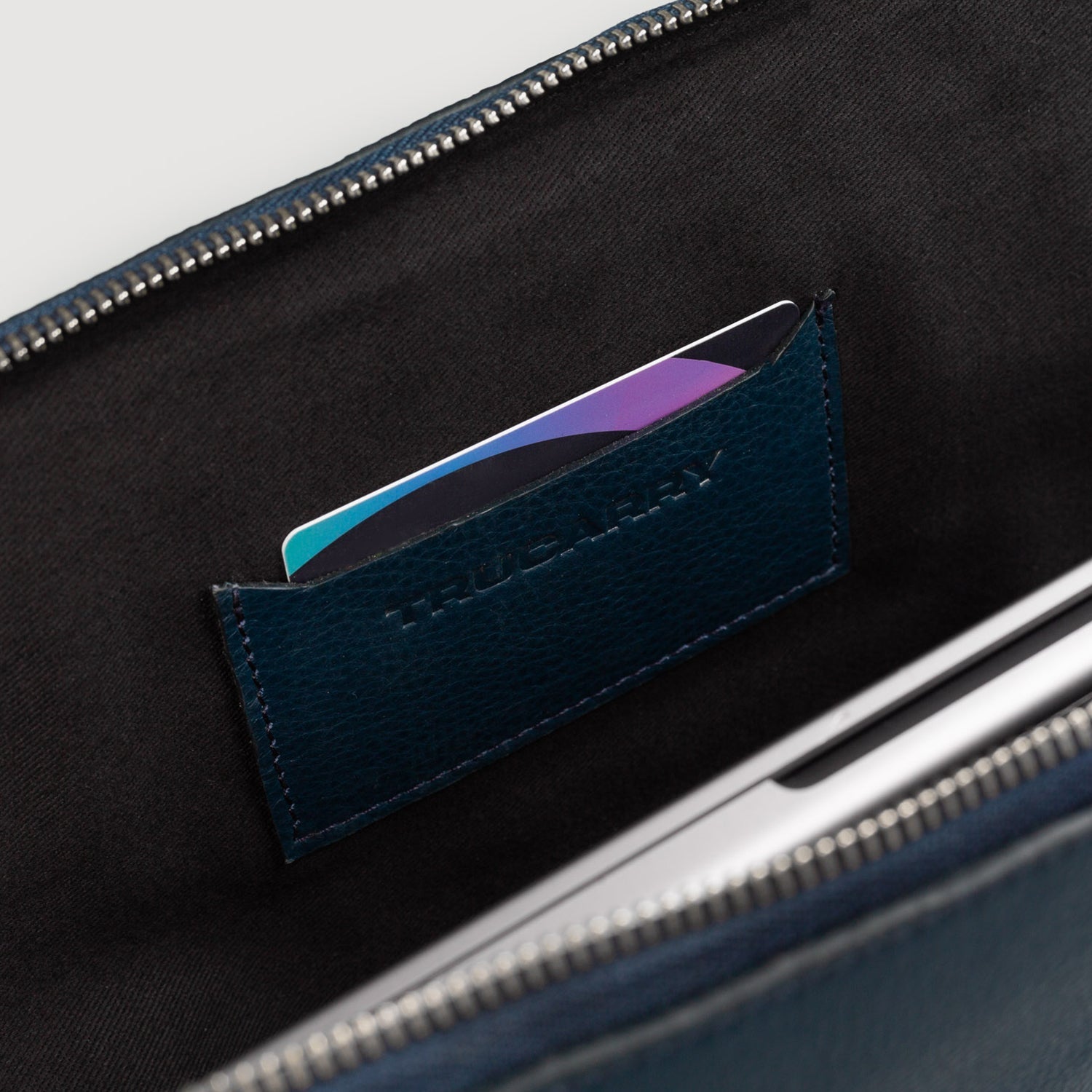 The Baxter Midnight Blue Leather Laptop Sleeve by Dash Racegear - unisex Leather Bag view 7