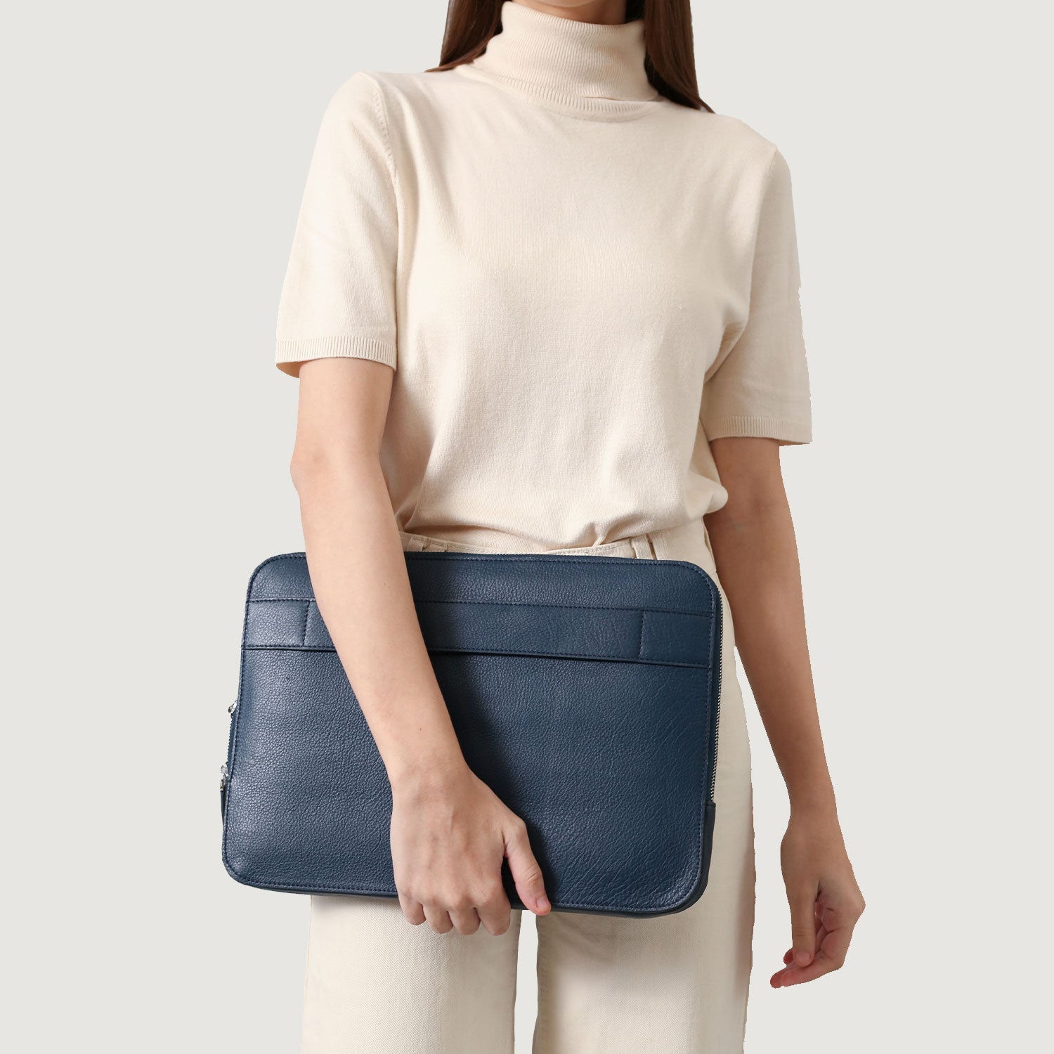 The Baxter Midnight Blue Leather Laptop Sleeve by Dash Racegear - unisex Leather Bag view 8