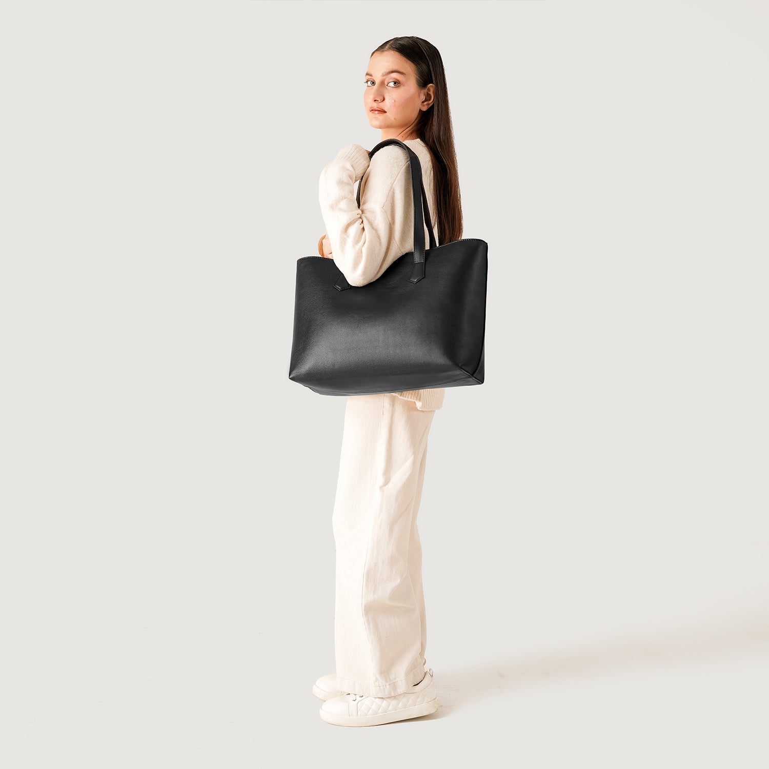 The Bianca Black Leather Tote Bag by Dash Racegear - women Leather Bag view 2