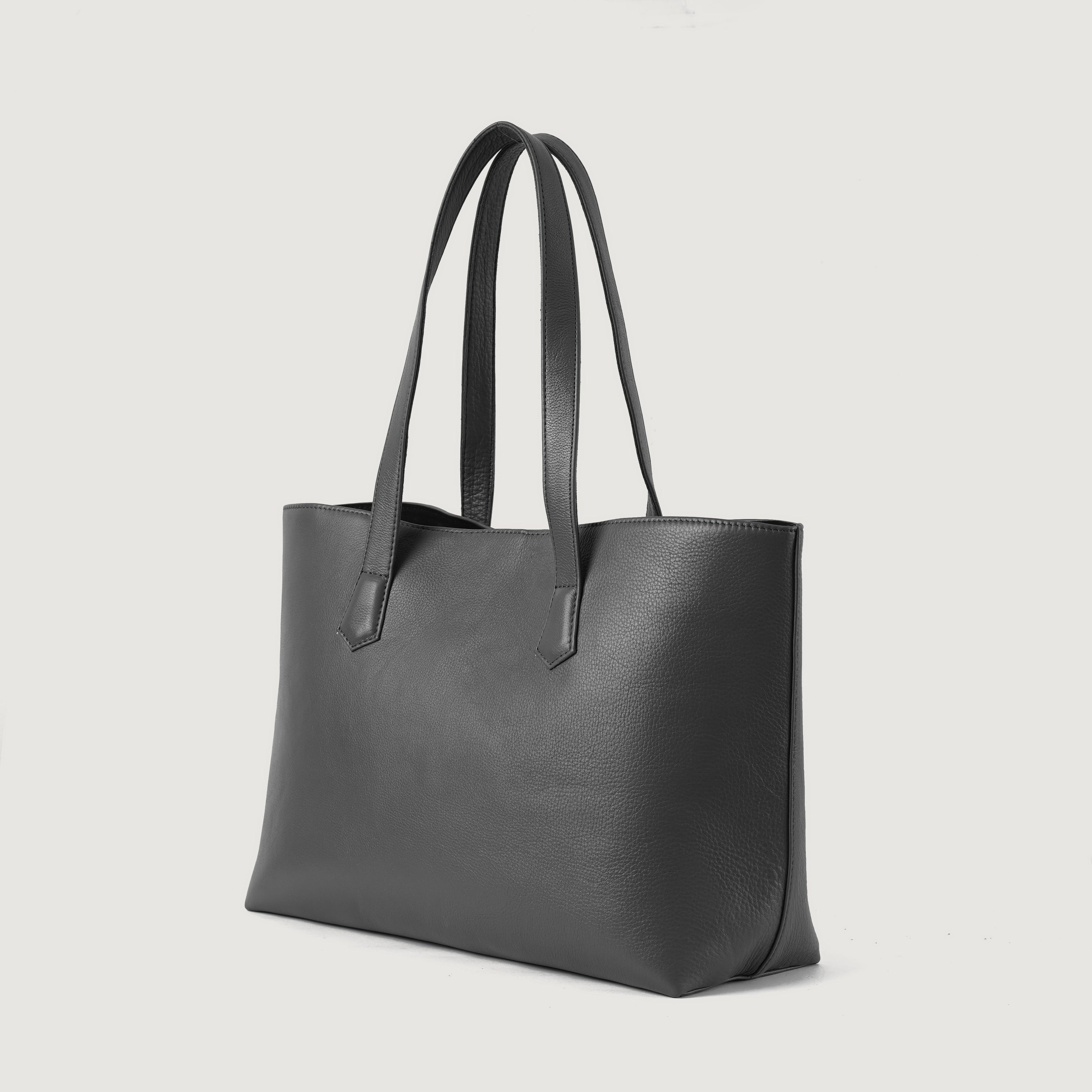 The Bianca Grey Leather Tote Bag by Dash Racegear - women Leather Bag view 7