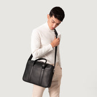 The Captain Black Leather Briefcase by Dash Racegear - men Leather Bag view 2