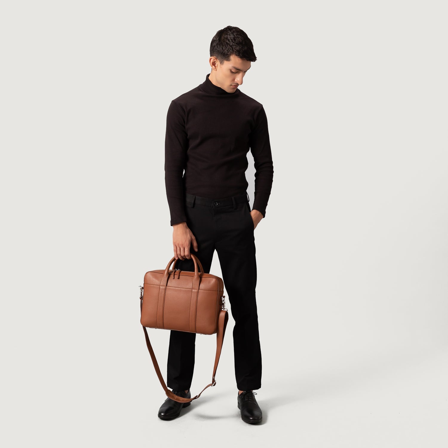 The Captain Brown Leather Briefcase by Dash Racegear - men Leather Bag view 2