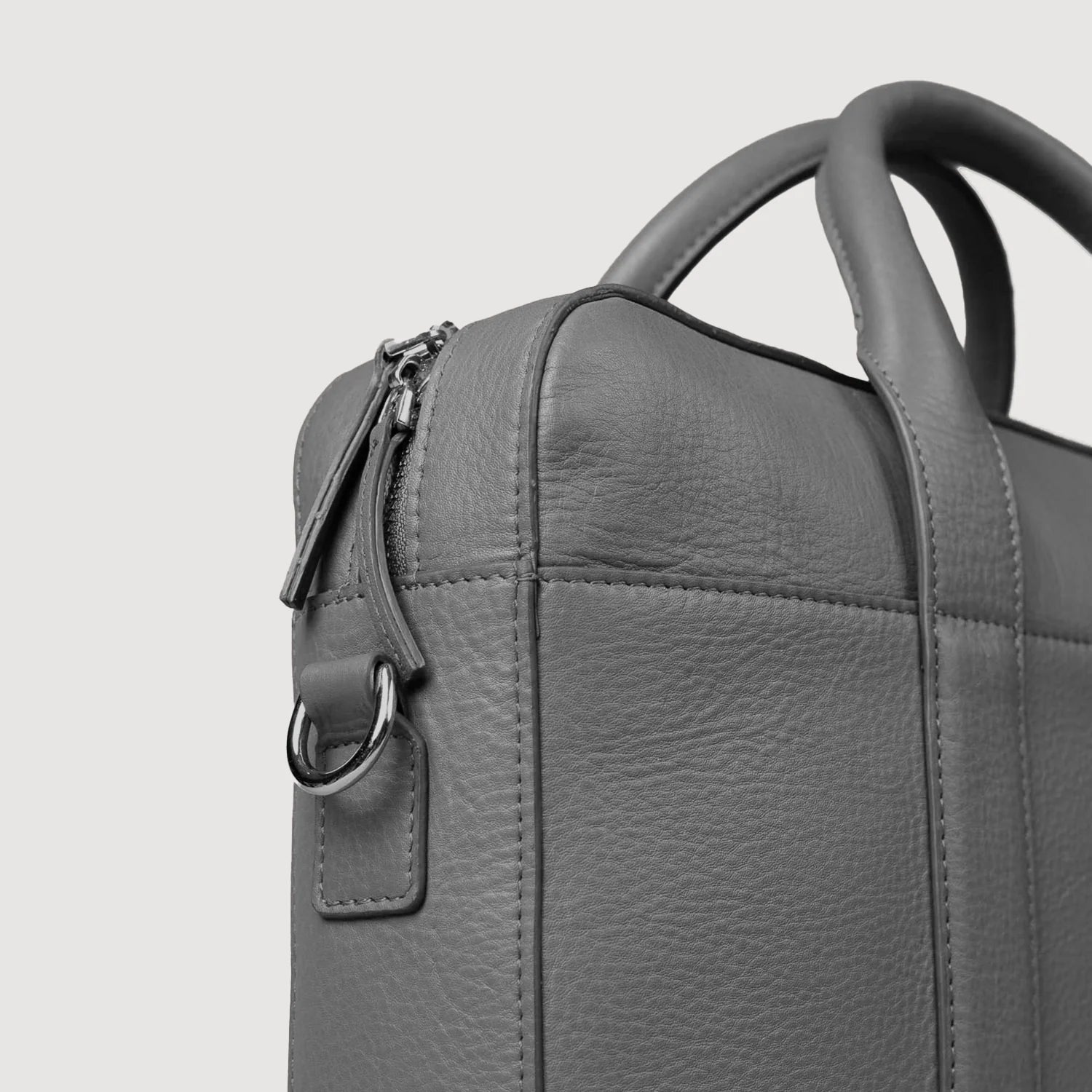 The Captain Grey Leather Briefcase by Dash Racegear - unisex Leather Bag view 5