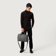 The Captain Grey Leather Briefcase by Dash Racegear - unisex Leather Bag view 9