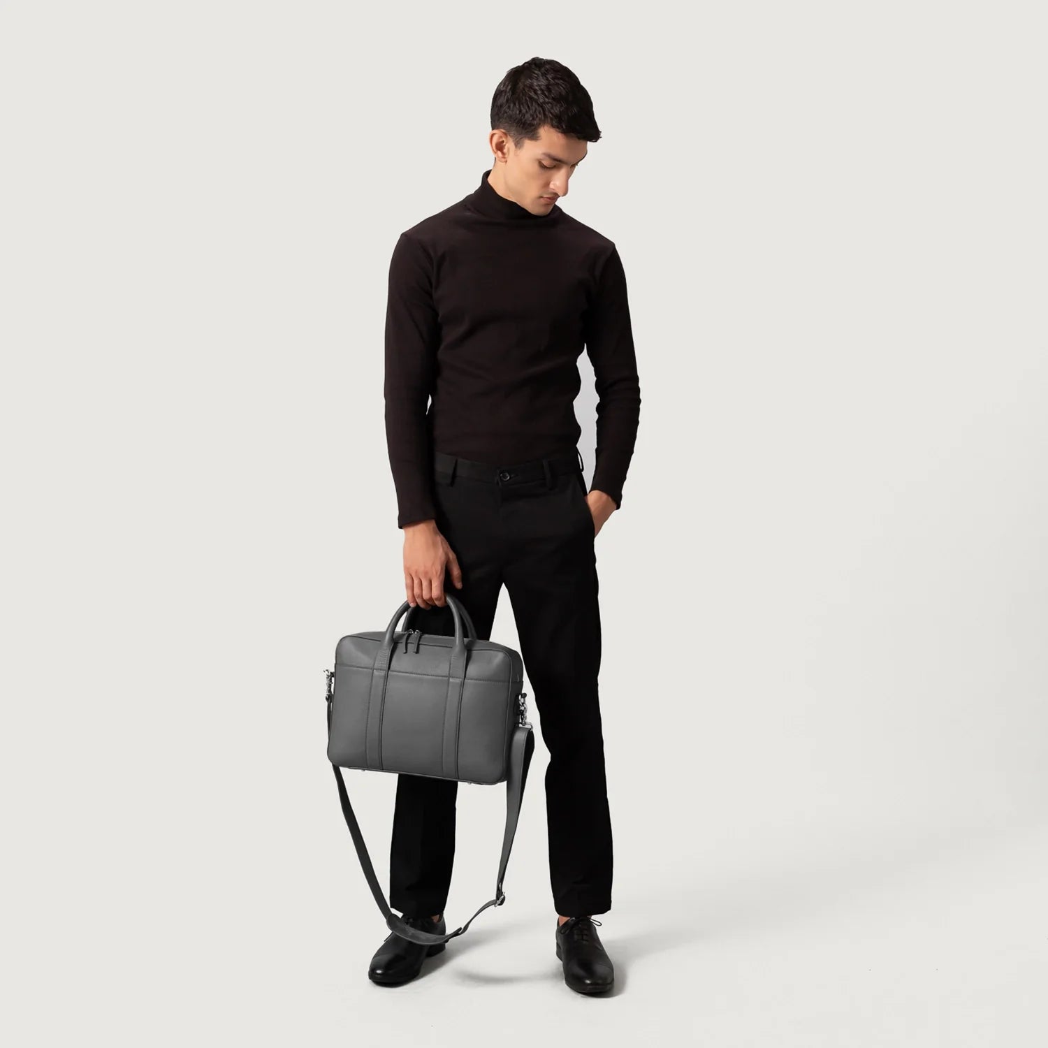 The Captain Grey Leather Briefcase by Dash Racegear - unisex Leather Bag view 9