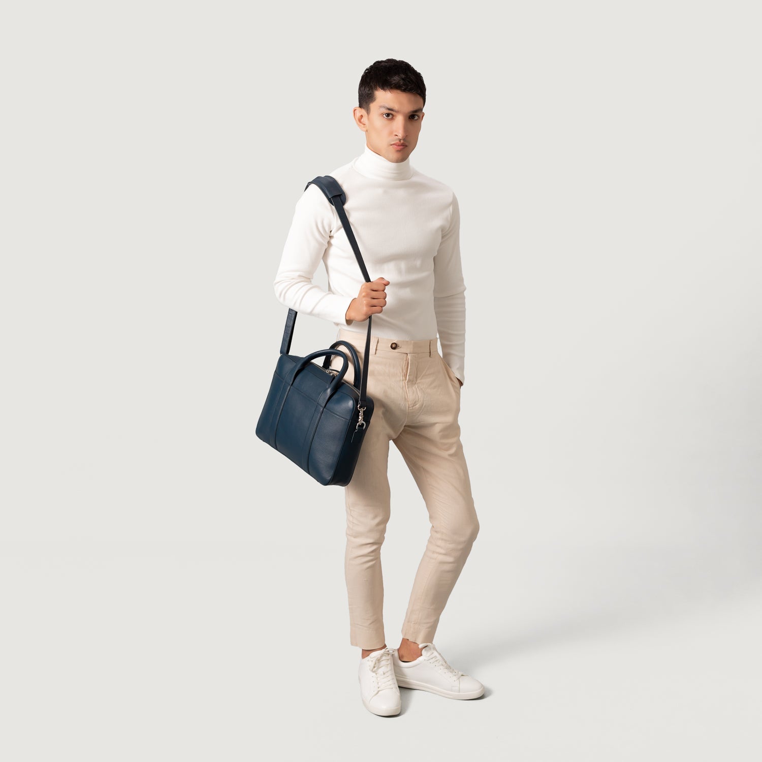The Captain Midnight Blue Leather Briefcase by Dash Racegear - men Leather Bag view 9