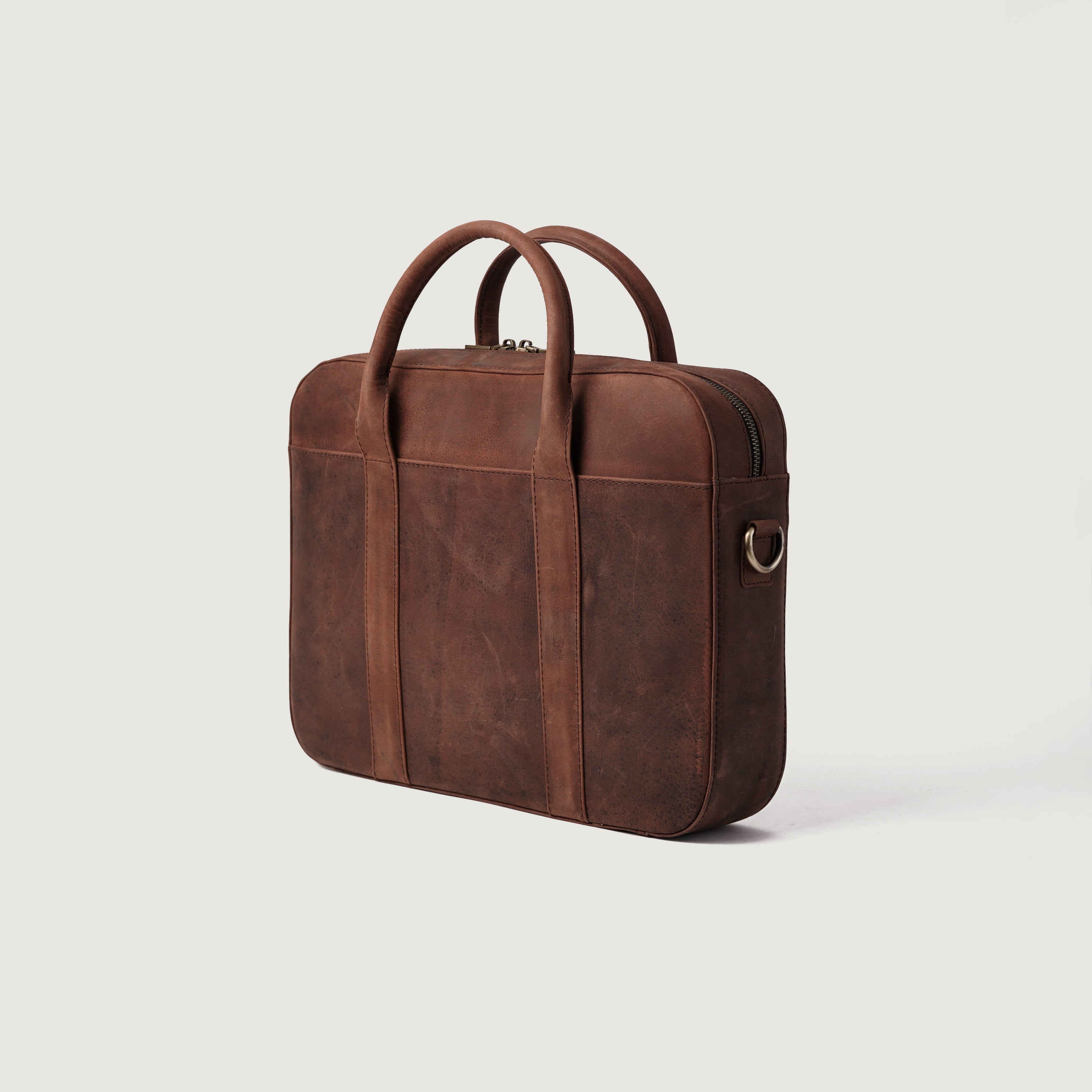 The Captain Vintage Distressed Brown Leather Briefcase by Dash Racegear - men Leather Bag view 4