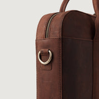 The Captain Vintage Distressed Brown Leather Briefcase by Dash Racegear - men Leather Bag view 5