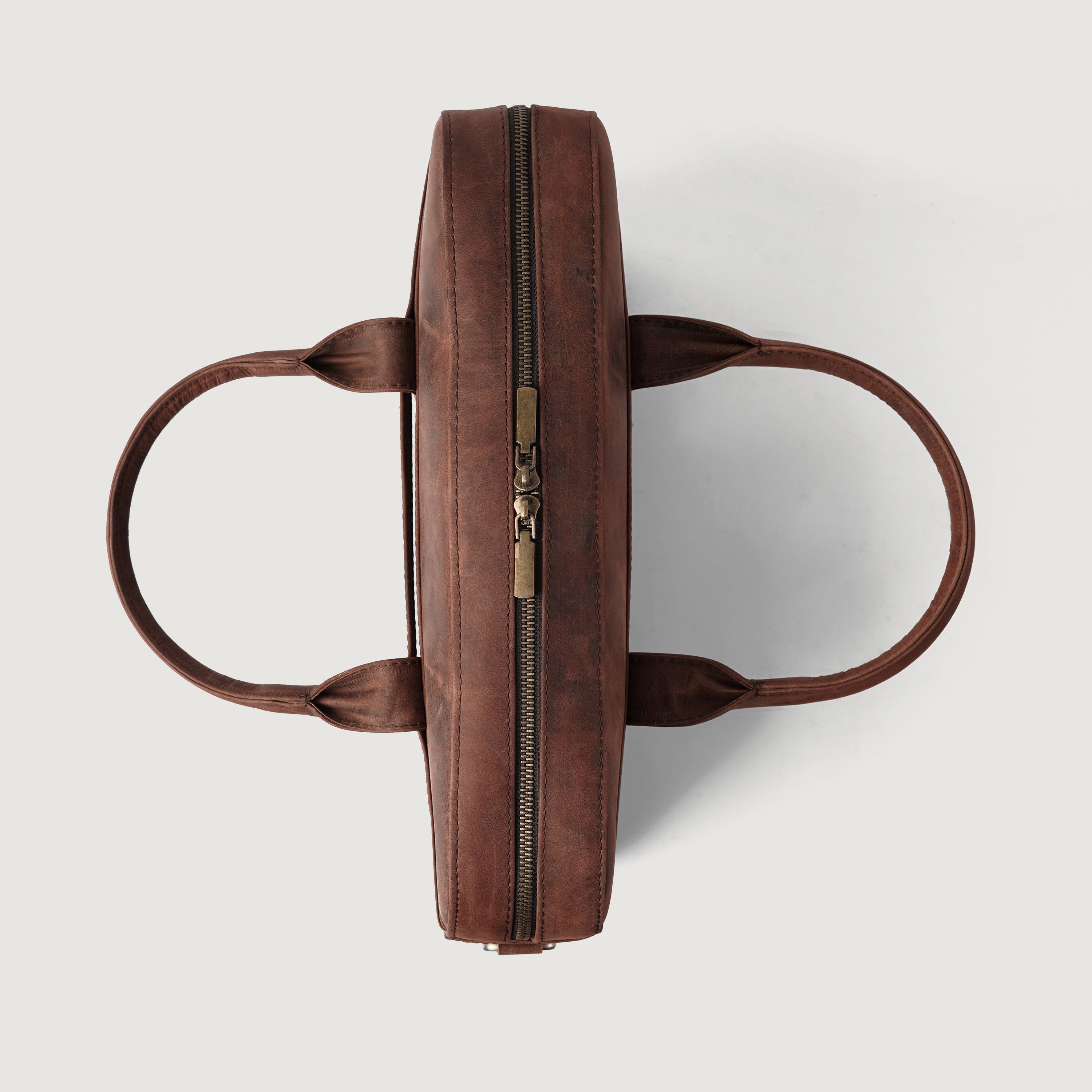 The Captain Vintage Distressed Brown Leather Briefcase by Dash Racegear - men Leather Bag view 6