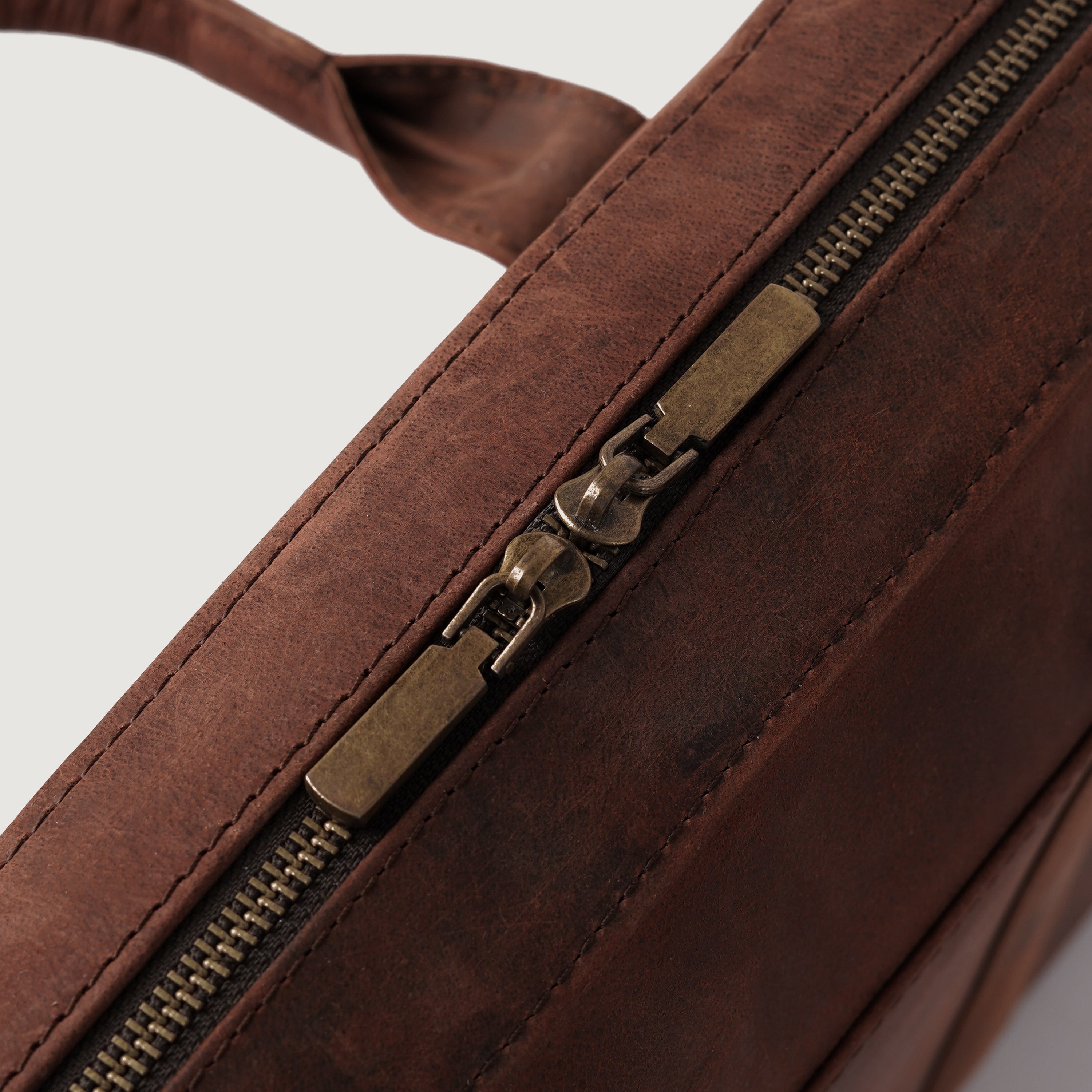 The Captain Vintage Distressed Brown Leather Briefcase by Dash Racegear - men Leather Bag view 8