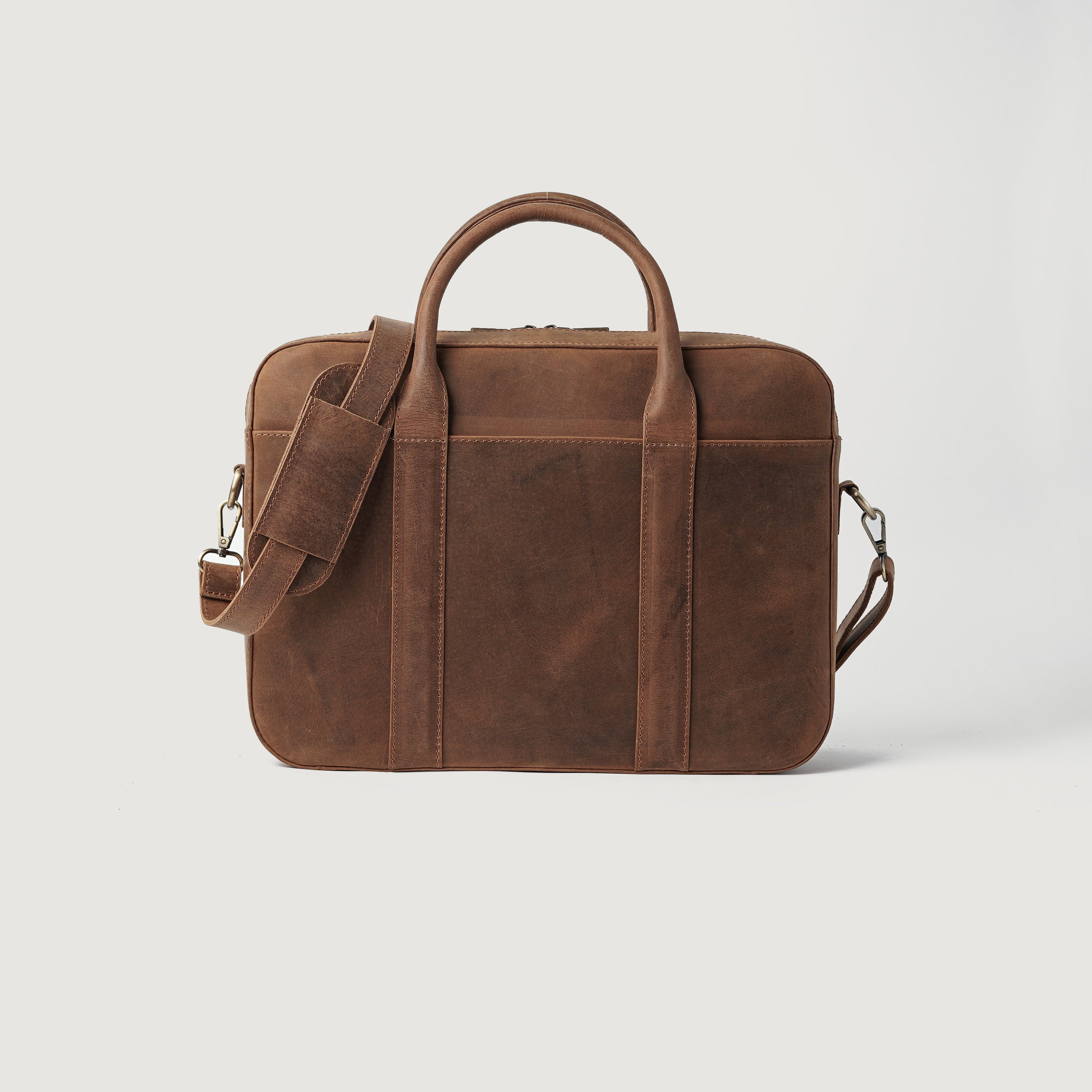 The Captain Vintage Tan Brown Leather Briefcase by Dash Racegear - men Leather Bag view 1