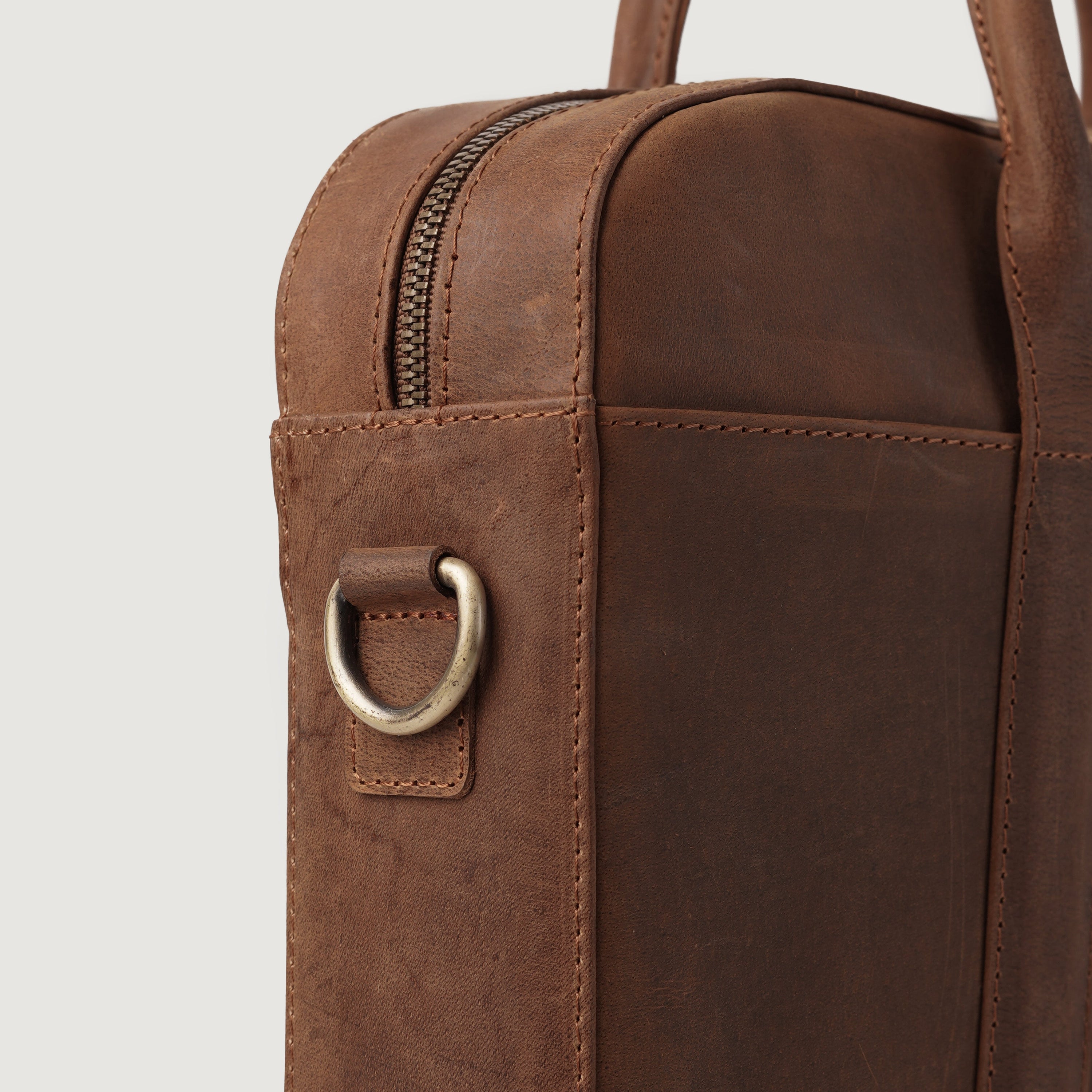The Captain Vintage Tan Brown Leather Briefcase by Dash Racegear - men Leather Bag view 7