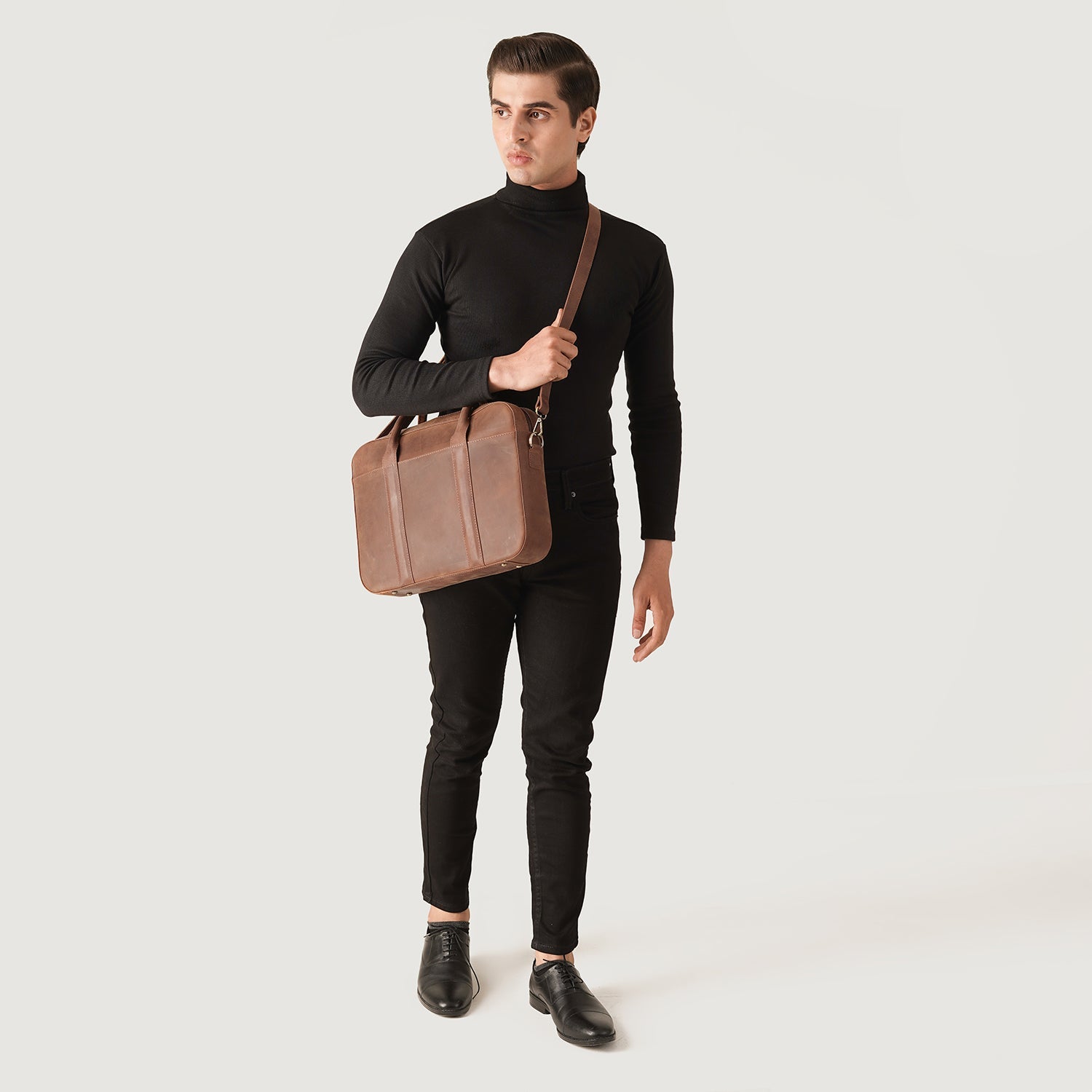 The Captain Vintage Tan Brown Leather Briefcase by Dash Racegear - men Leather Bag view 8