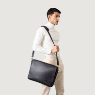 The Carismatico Black Leather Messenger Bag by Dash Racegear - men Leather Bag view 9