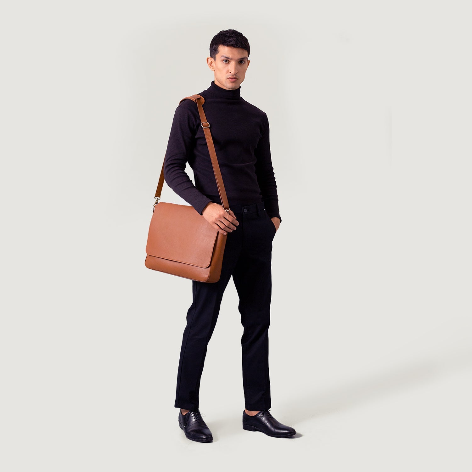 The Carismatico Brown Leather Messenger Bag by Dash Racegear - men Leather Bag view 2
