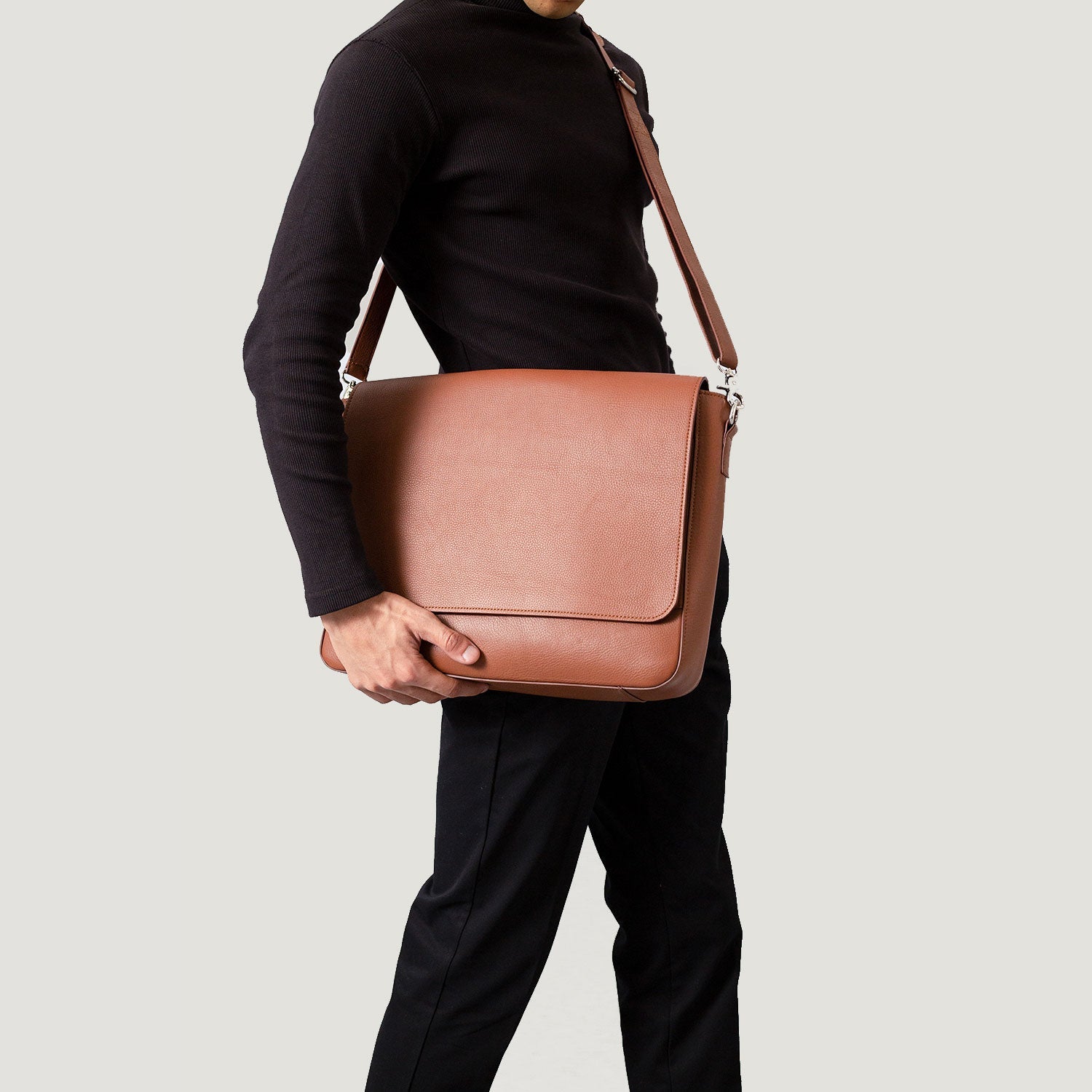 The Carismatico Brown Leather Messenger Bag by Dash Racegear - men Leather Bag view 5