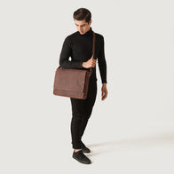The Carismatico Vintage Distressed Brown Leather Messenger Bag by Dash Racegear - men Leather Bag view 2
