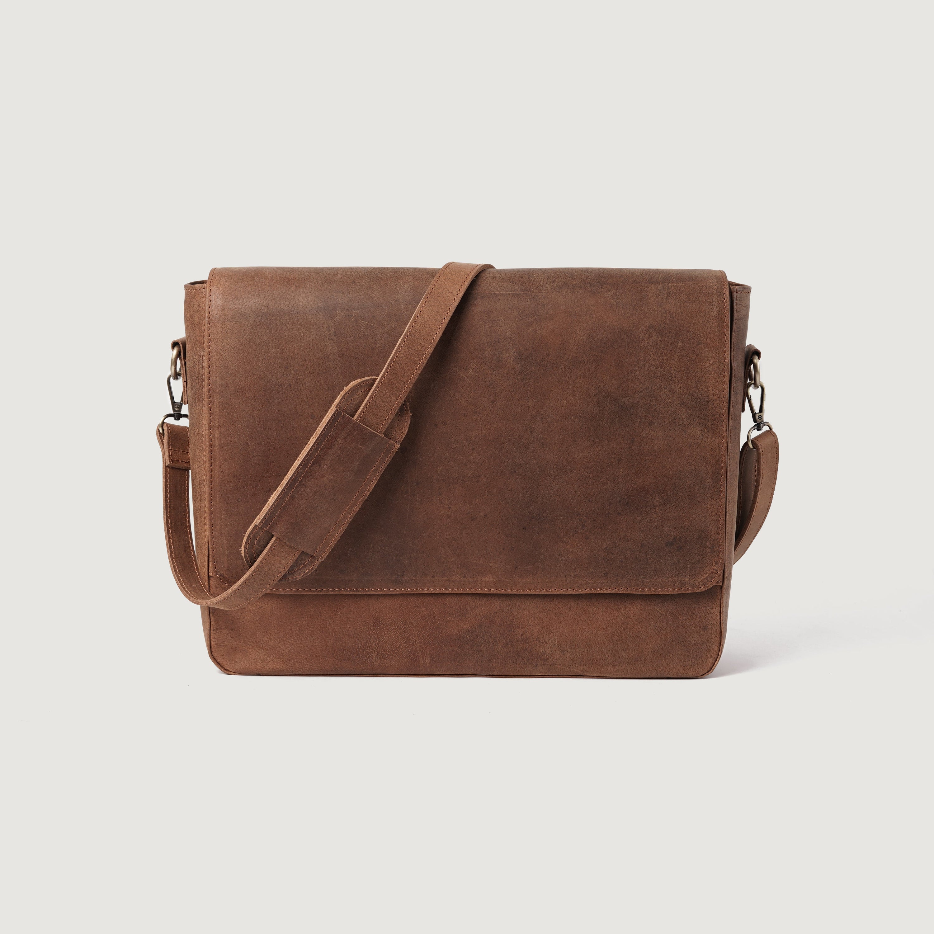 The Carismatico Vintage Tan Brown Leather Messenger Bag by Dash Racegear - men Leather Bag view 1