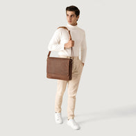 The Carismatico Vintage Tan Brown Leather Messenger Bag by Dash Racegear - men Leather Bag view 7
