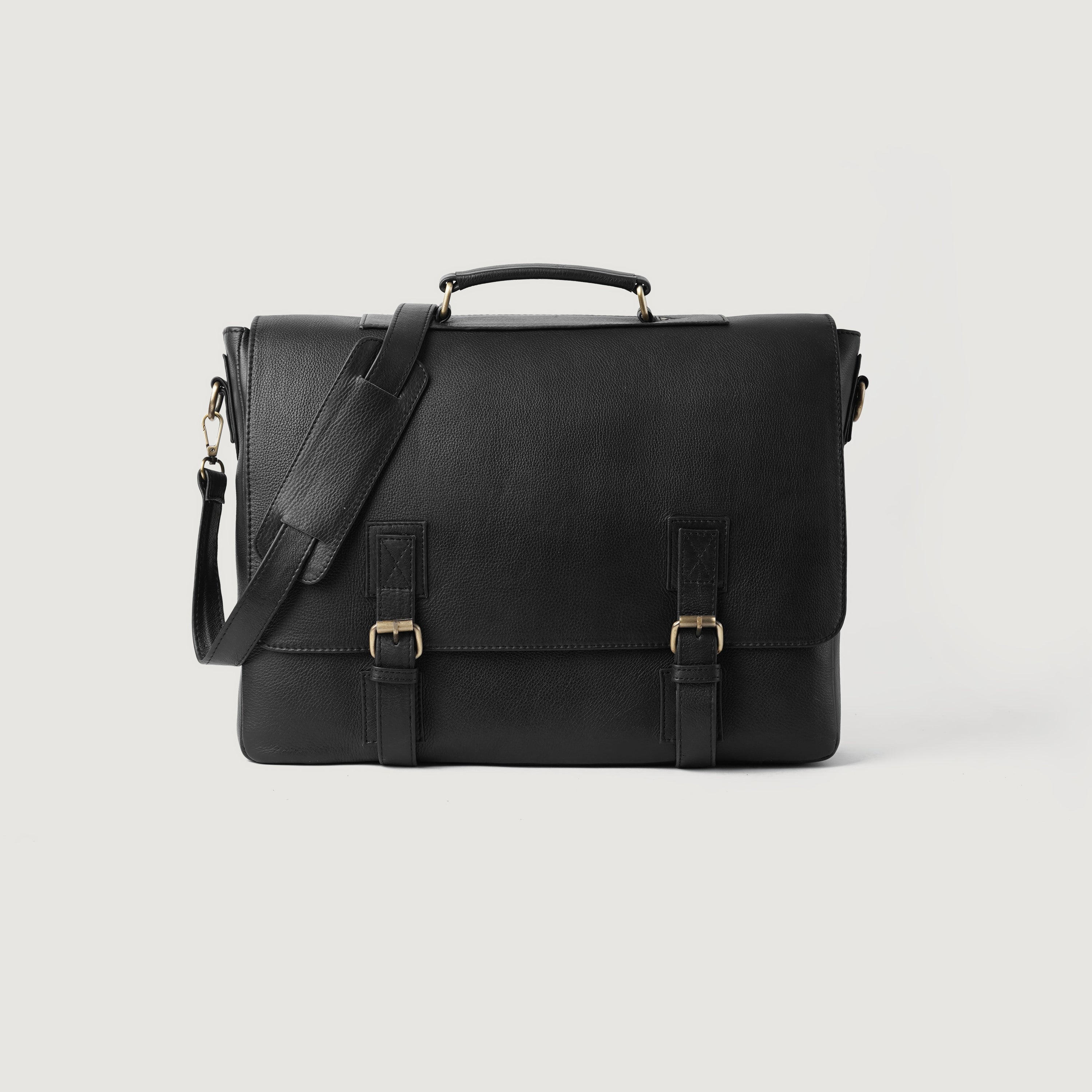 The Cristoph Black Leather Messenger Bag by Dash Racegear - men Leather Bag view 1