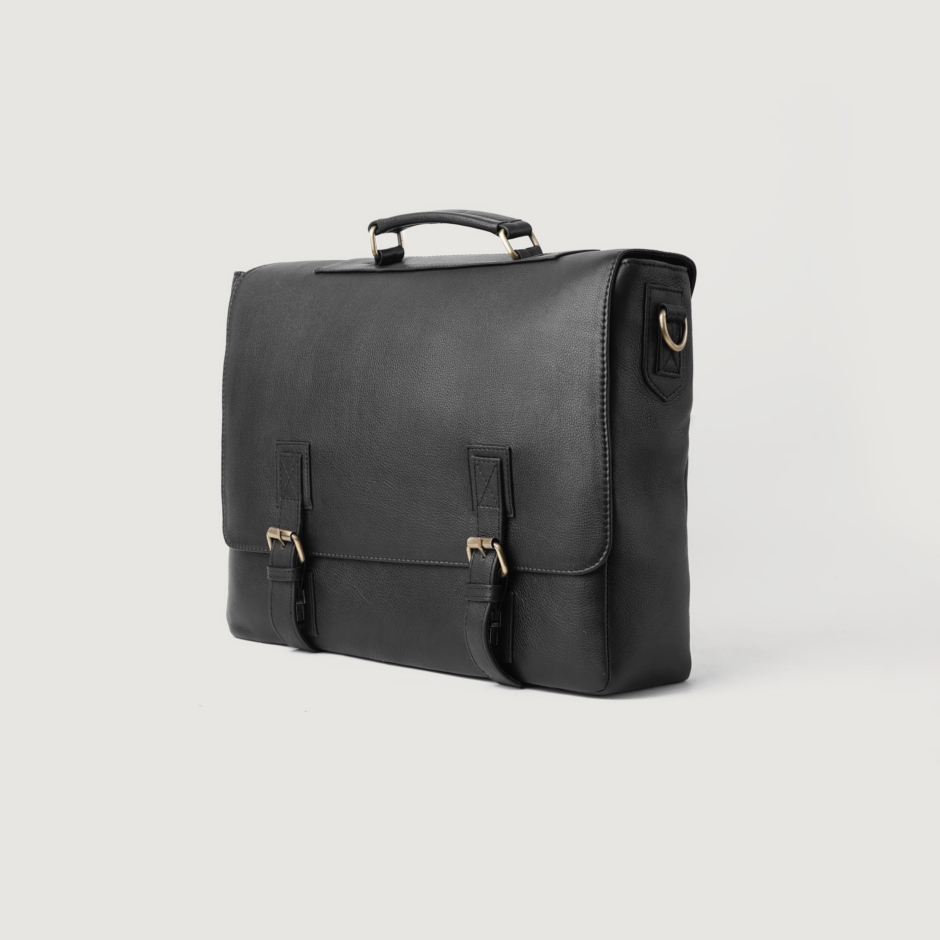 The Cristoph Black Leather Messenger Bag by Dash Racegear - men Leather Bag view 3
