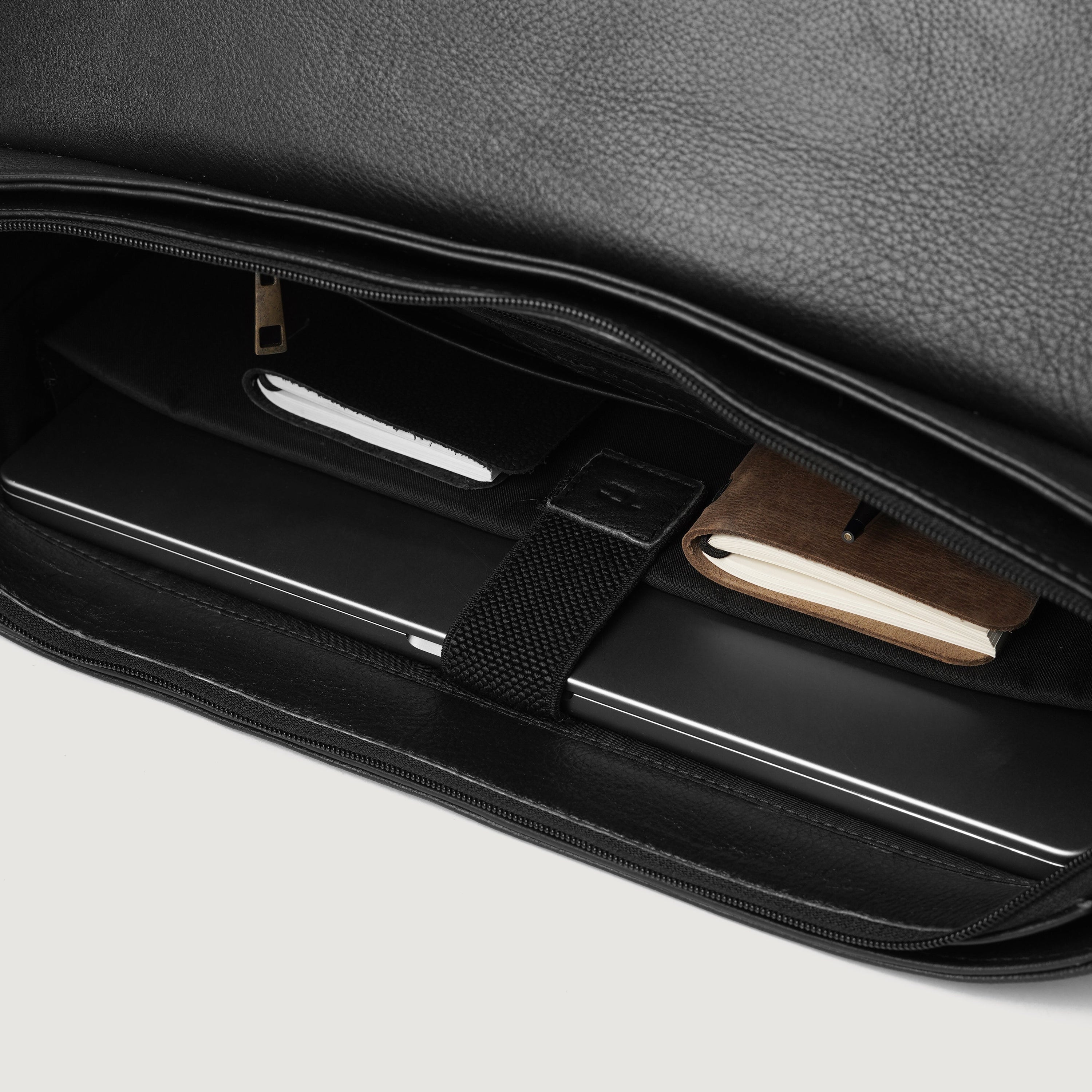 The Cristoph Black Leather Messenger Bag by Dash Racegear - men Leather Bag view 6