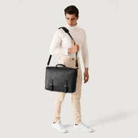 The Cristoph Black Leather Messenger Bag by Dash Racegear - men Leather Bag view 7