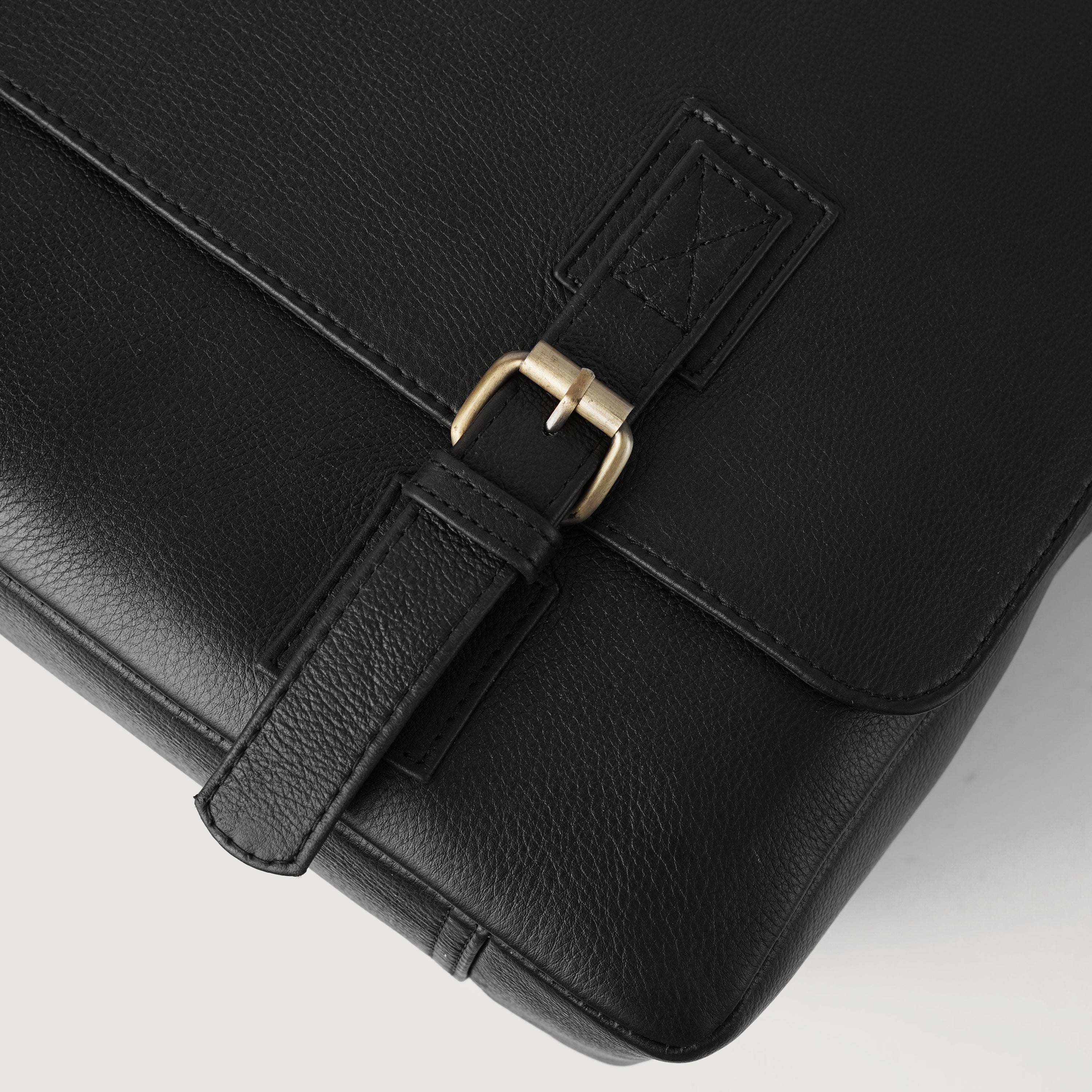 The Cristoph Black Leather Messenger Bag by Dash Racegear - men Leather Bag view 8