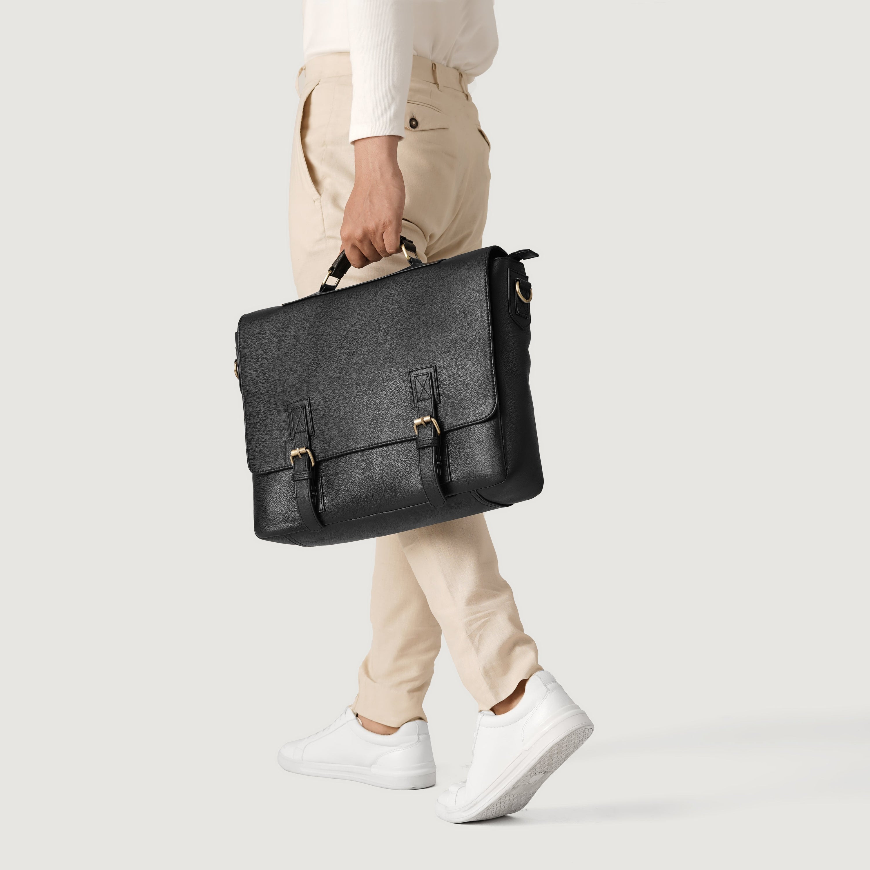 The Cristoph Black Leather Messenger Bag by Dash Racegear - men Leather Bag view 9