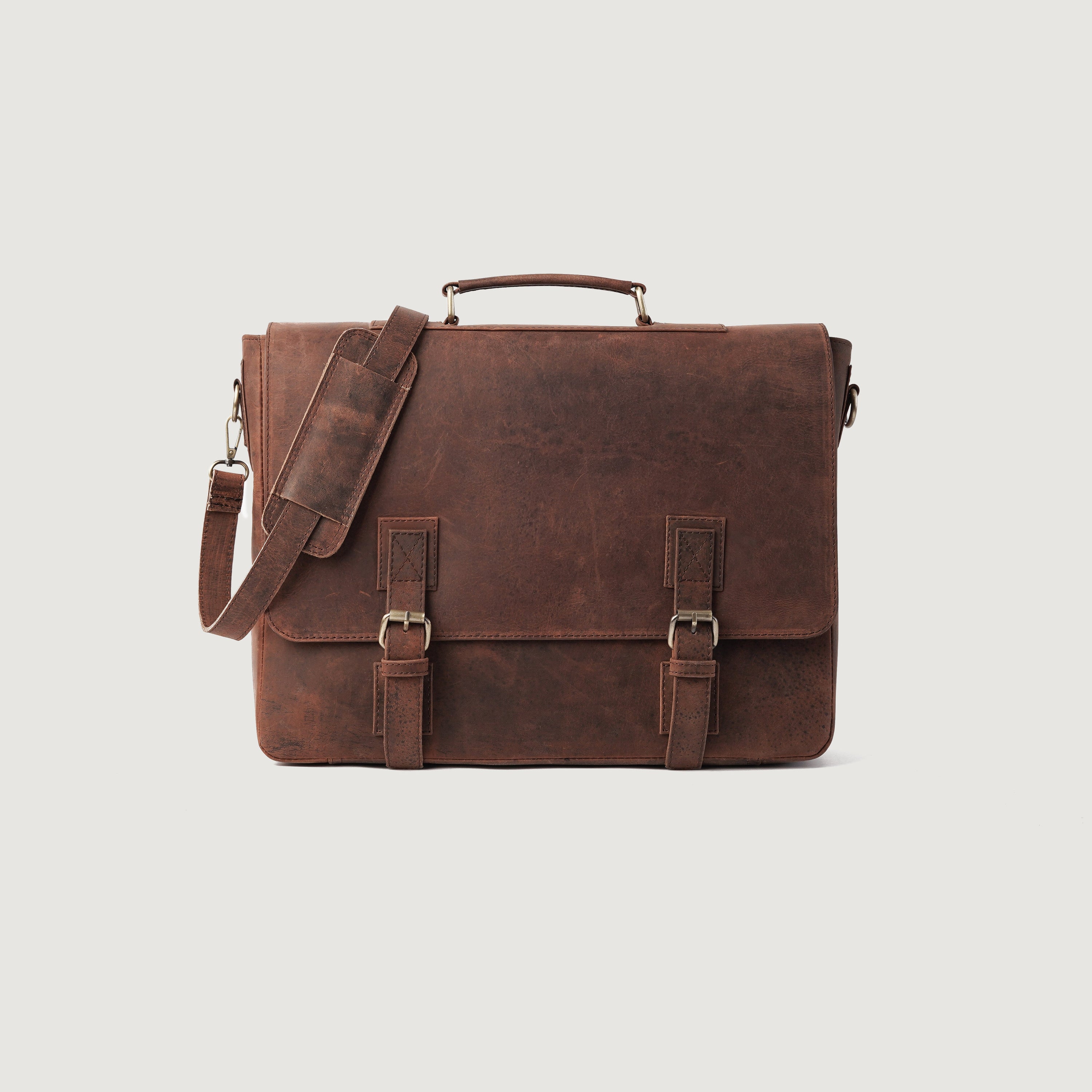 The Cristoph Vintage Distressed Brown Leather Messenger Bag by Dash Racegear - men Leather Bag view 1