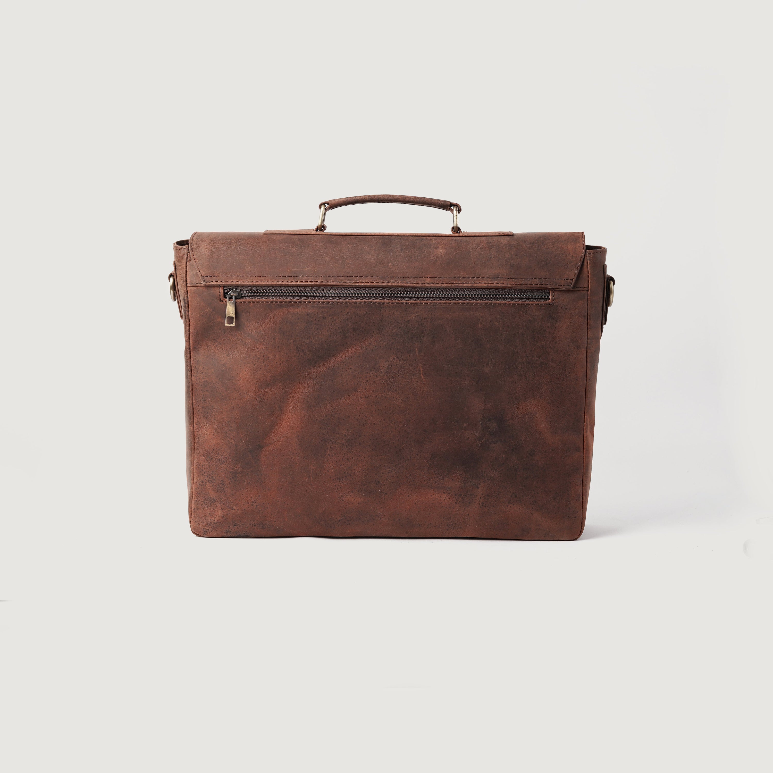 The Cristoph Vintage Distressed Brown Leather Messenger Bag by Dash Racegear - men Leather Bag view 4