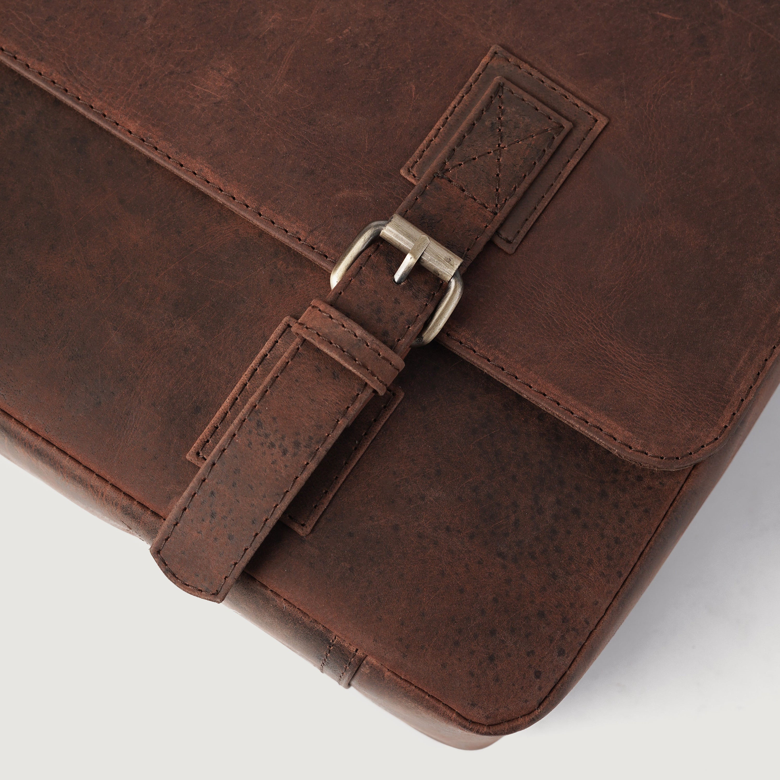The Cristoph Vintage Distressed Brown Leather Messenger Bag by Dash Racegear - men Leather Bag view 8