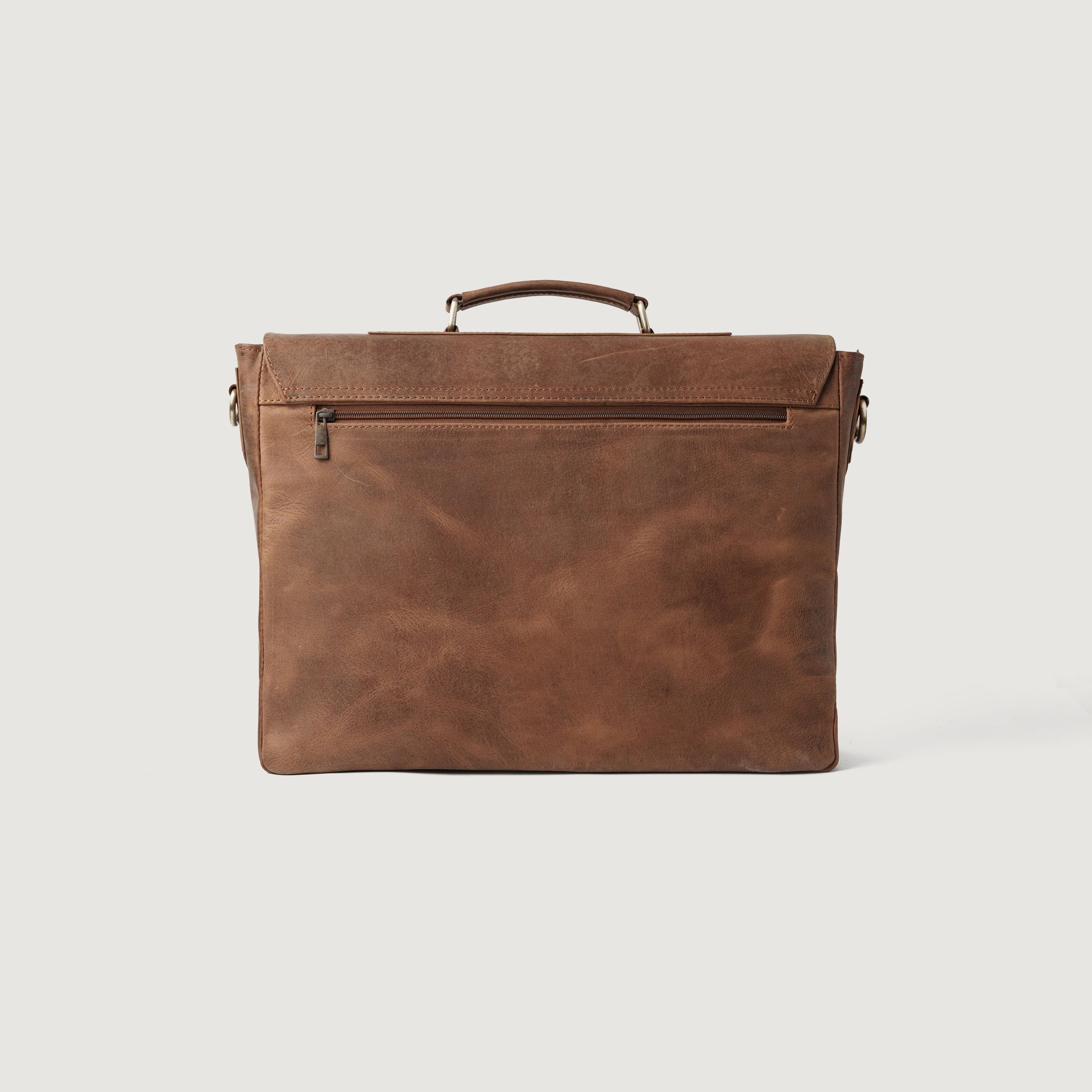 The Cristoph Vintage Tan Leather Messenger Bag by Dash Racegear - men Leather Bag view 3