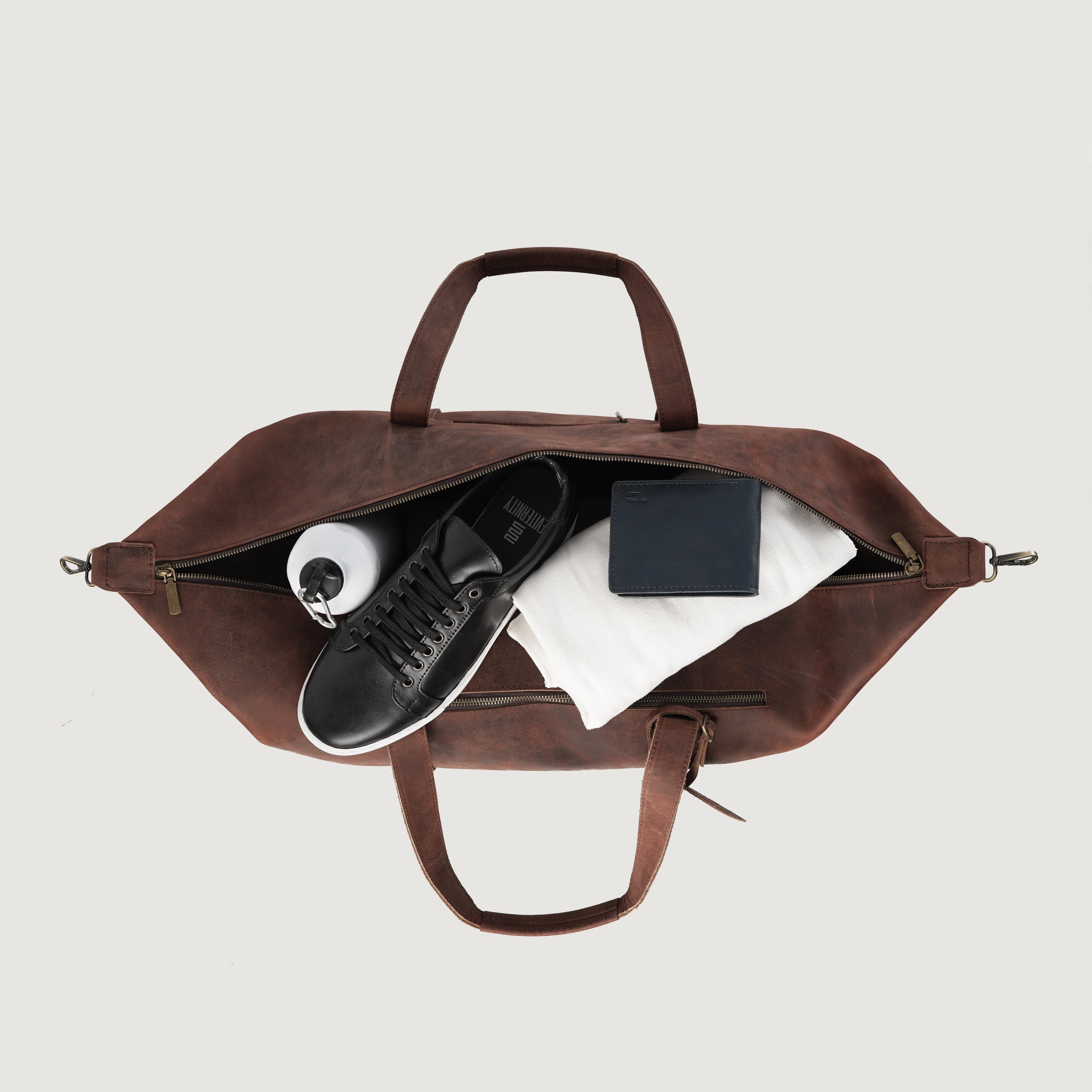 The Dale Duffle Vintage Distressed Brown Leather Duffle Bag by Dash Racegear - women Leather Bag view 6