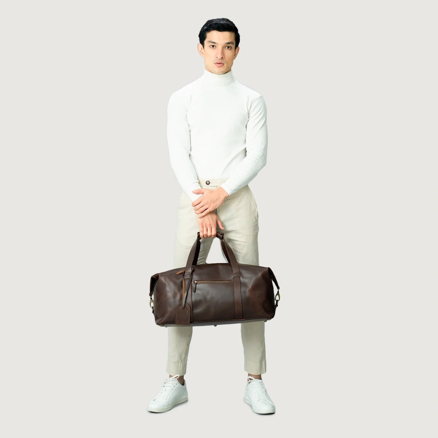 The Dale Vintage Brown Leather Duffle Bag by Dash Racegear - unisex Leather Bag view 8