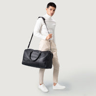 The Darrio Black Leather Duffle Bag by Dash Racegear - unisex Leather Bag view 2