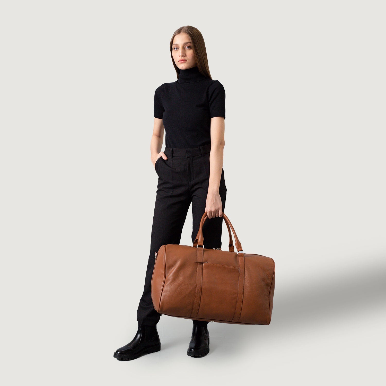 The Darrio Brown Leather Duffle Bag by Dash Racegear - unisex Leather Bag view 9