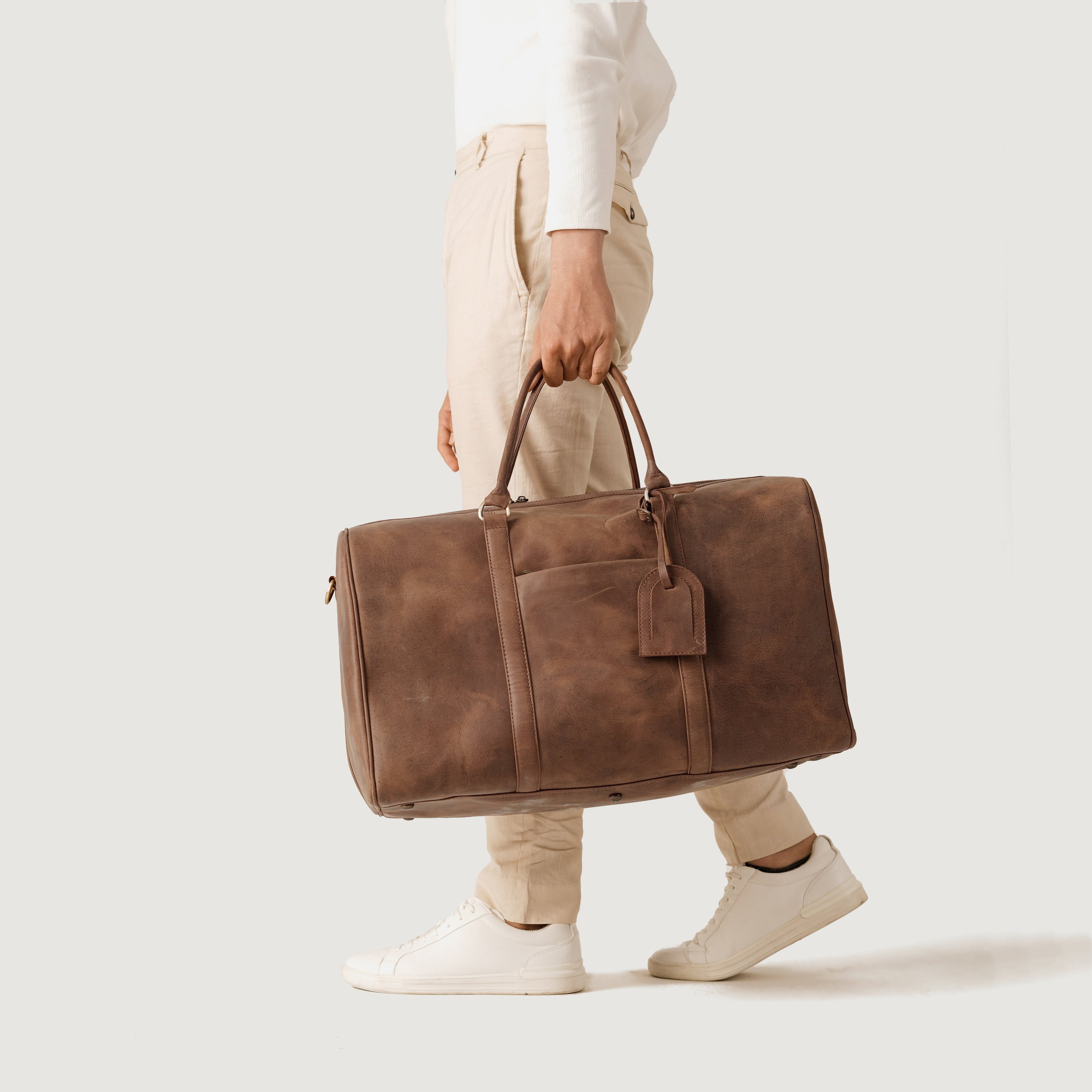 The Darrio Vintage Tan Brown Leather Duffle Bag by Dash Racegear - women Leather Bag view 9
