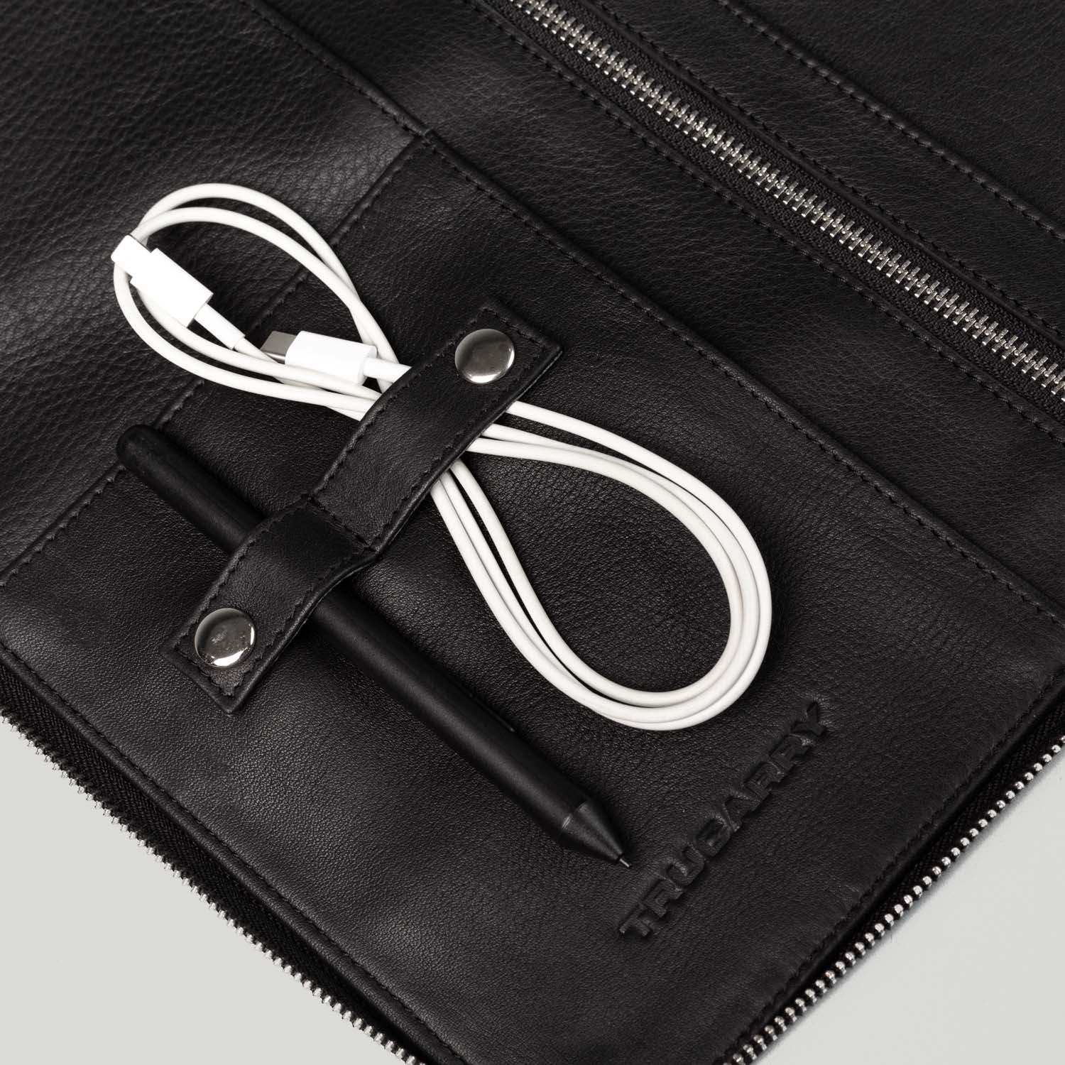 The Eclectic Black Leather Folio Organizer by Dash Racegear - unisex Leather Bag view 7