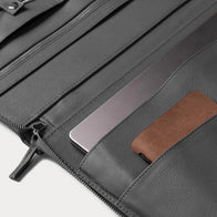 The Eclectic Grey Leather Folio Organizer by Dash Racegear - unisex Leather Bag view 5