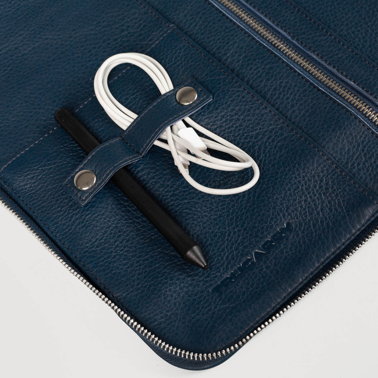 The Eclectic Midnight Blue Leather Folio Organizer by Dash Racegear - unisex Leather Bag view 7