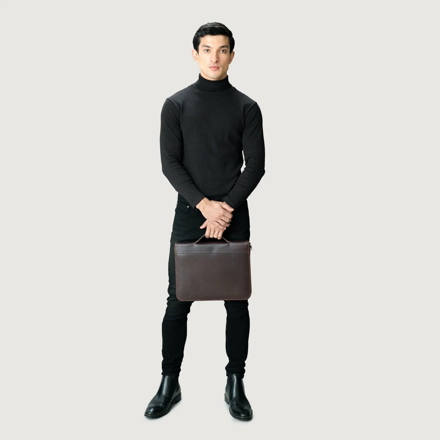 The Eclectic Vintage Brown Leather Folio Organizer by Dash Racegear - unisex Leather Bag view 2