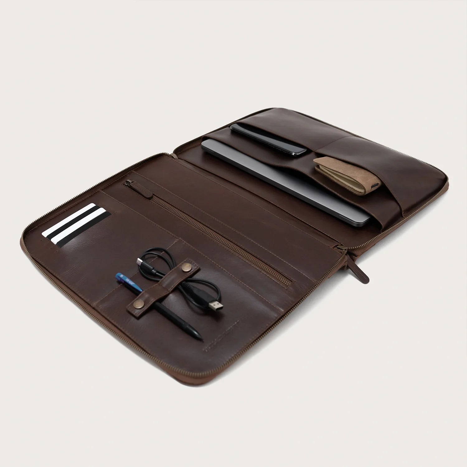The Eclectic Vintage Brown Leather Folio Organizer by Dash Racegear - unisex Leather Bag view 4