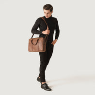 The Preston Vintage Tan Leather Briefcase by Dash Racegear - women Leather Bag view 2