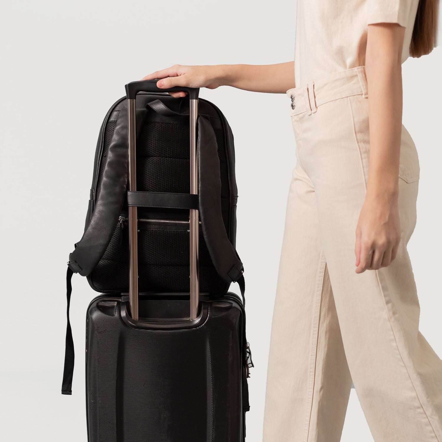 The Philos Black Leather Backpack by Dash Racegear - unisex Leather Bag view 5