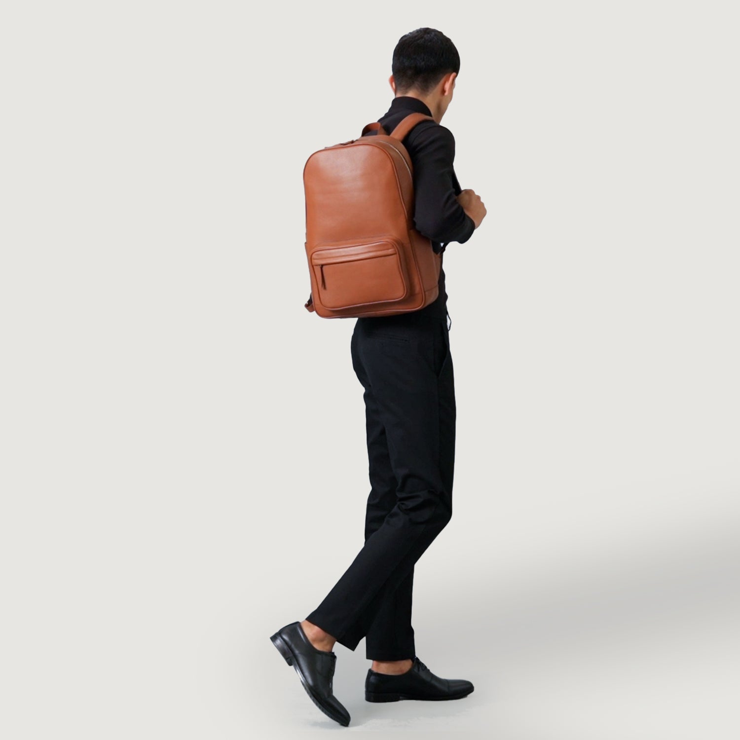 The Philos Brown Leather Backpack by Dash Racegear - unisex Leather Bag view 2