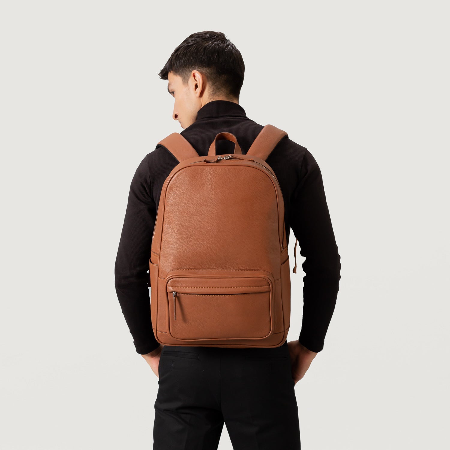 The Philos Brown Leather Backpack by Dash Racegear - unisex Leather Bag view 5