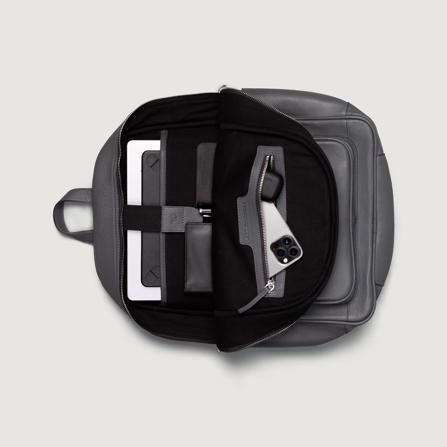 The Philos Grey Leather Backpack by Dash Racegear - men Leather Bag view 8
