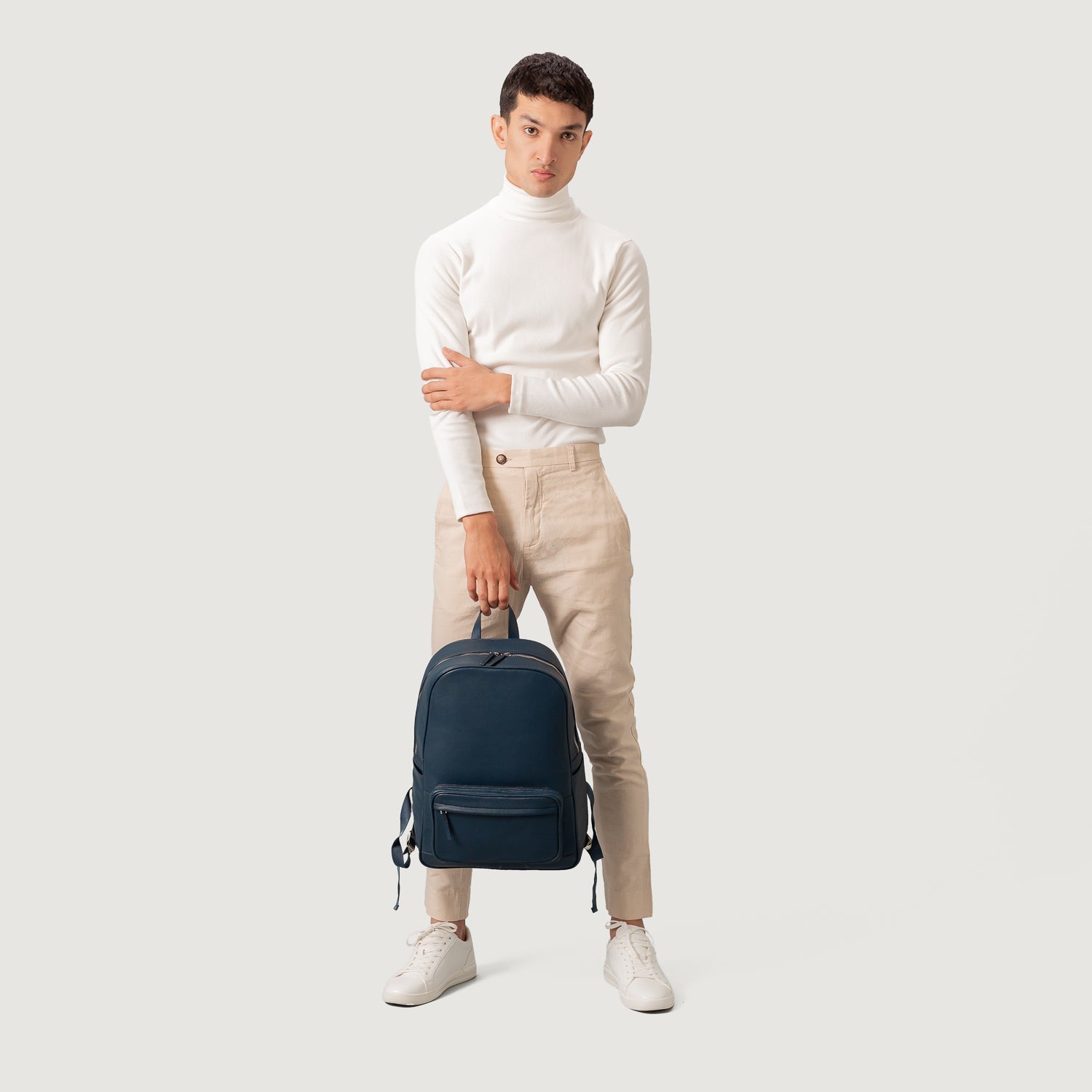 The Philos Midnight Blue Leather Backpack by Dash Racegear - unisex Leather Bag view 2