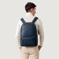 The Philos Midnight Blue Leather Backpack by Dash Racegear - unisex Leather Bag view 5